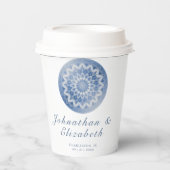Blue Lace Mandala Wedding Papieren Bekers (Voorkant)