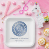 Blue Lace Mandala Wedding Papieren Bordje (Feest)