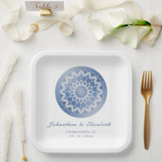 Blue Lace Mandala Wedding Papieren Bordje