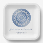 Blue Lace Mandala Wedding Papieren Bordje (Voorkant)