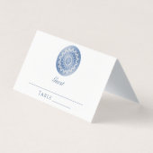 Blue Lace Mandala Wedding Place Card Kaart (Voorkant)