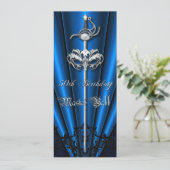 Blue Lace Masquerade Silver 50th Birthday Kaart (Staand voorkant)