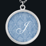 Blue Lace Monogram Sterling Silver Ketting<br><div class="desc">Mooie Lace Sterling Silver Ketting - achtergrond kleur kan worden veranderd. Geweldig als huwelijksgunst,  huwelijksgeschenk,  verjaardagscadeau of vakantiegift.</div>