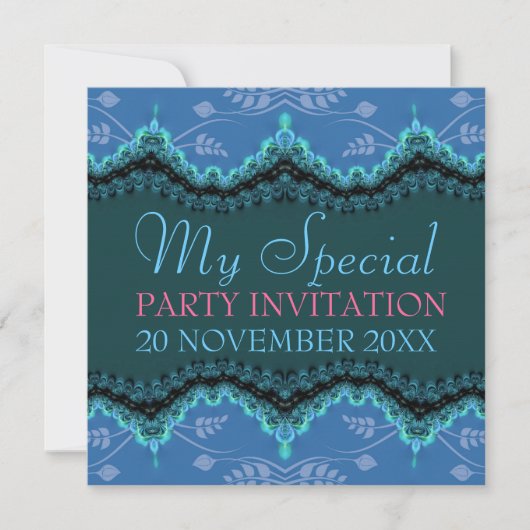 Blue Lace My Special Birthday Bridal Invitations Kaart (Voorkant)