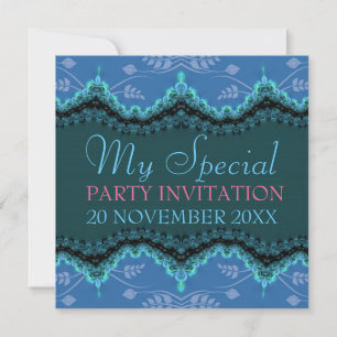 Blue Lace My Special Birthday Bridal Invitations Kaart