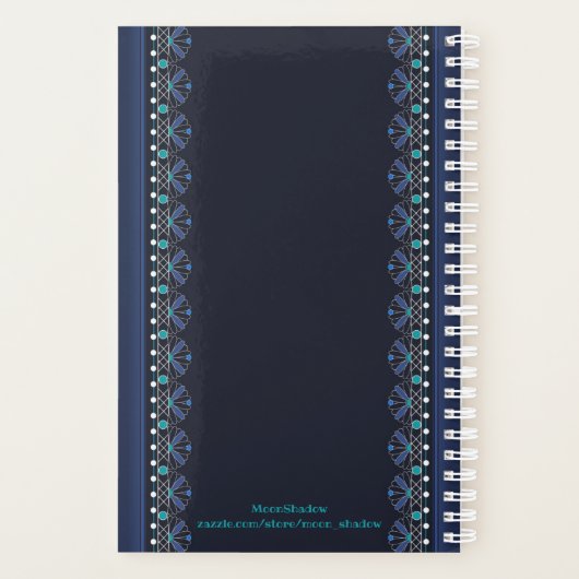 Blue Lace Pattern Boho Planner (Achterkant)