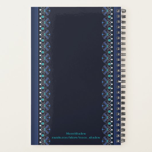 Blue Lace Pattern Boho Planner (Achterkant)