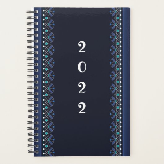 Blue Lace Pattern Boho Planner (Voorkant)