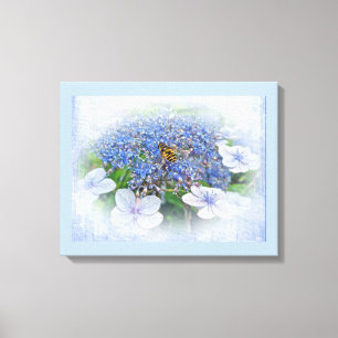 Blue Lace Pet Hydrangea Flowers Canvas Afdruk