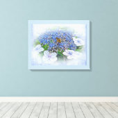 Blue Lace Pet Hydrangea Flowers Canvas Afdruk (Insitu (Houten vloer))