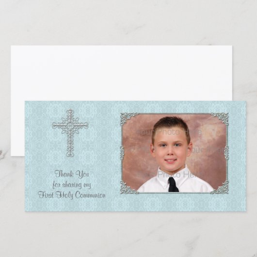 Blue Lace Religious Photo Card Bedankkaart (Voorkant / Achterkant)