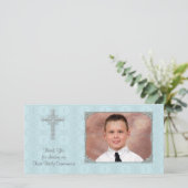 Blue Lace Religious Photo Card Bedankkaart (Staand voorkant)
