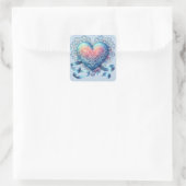 Blue Lace Ribbons Valentijn Heart Vierkante Sticker (Tas)