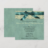Blue Lace Vintage Wedding Invitation Kaart (Voorkant / Achterkant)