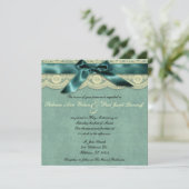 Blue Lace Vintage Wedding Invitation Kaart (Staand voorkant)