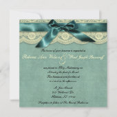 Blue Lace Vintage Wedding Invitation Kaart (Voorkant)