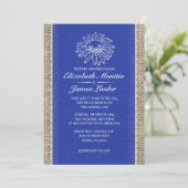 Blue  Lace Wedding Invitations Kaart (Staand voorkant)