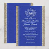Blue  Lace Wedding Invitations Kaart (Voorkant / Achterkant)
