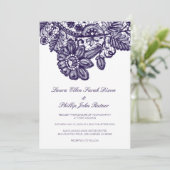 Blue Lace Wedding Uitnodiging (Staand voorkant)
