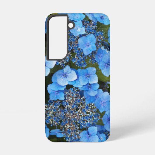Blue Lacecap Hydrangea Blooms Floral Samsung Galaxy Hoesje (Achterkant)