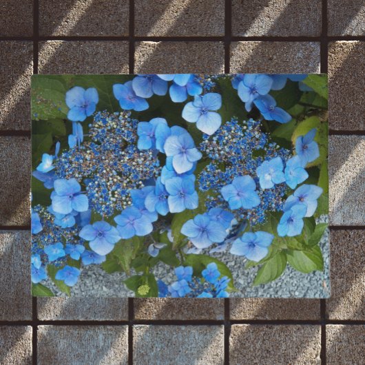 Blue Lacecap Hydrangea Floral Deurmat