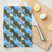 Blue Lacecap Hydrangea Floral Pattern Theedoek (Quarter Fold)