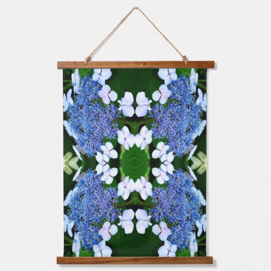 Blue Lacecap Hydrangea Flower Abstract Hangend Wandkleed (Voorkant)
