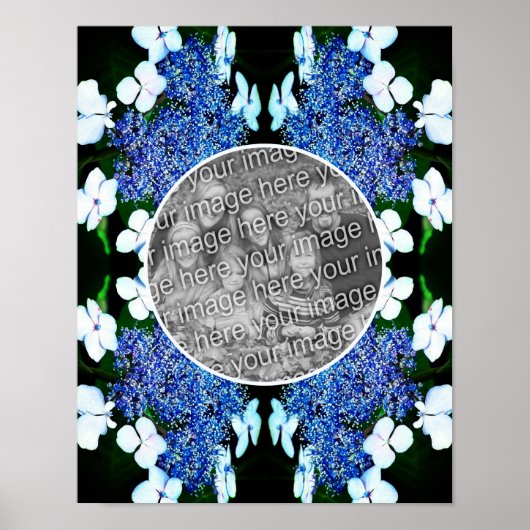 Blue Lacecap Hydrangea Flower Lijst Uw foto toevoe Poster (Voorkant)