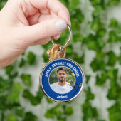 Blue Lacrosse Player Photo High School Spirit Sleutelhanger (Hand)