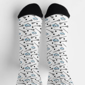 Blue Lacrosse Sticks and Hearts Pattern Socks Sokken (Top)