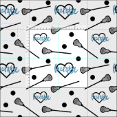 Blue Lacrosse Sticks and Hearts Pattern Stof (Delen)