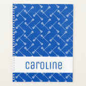 Blue Lacrosse White Sticks gepatterd Planner (Voorkant)