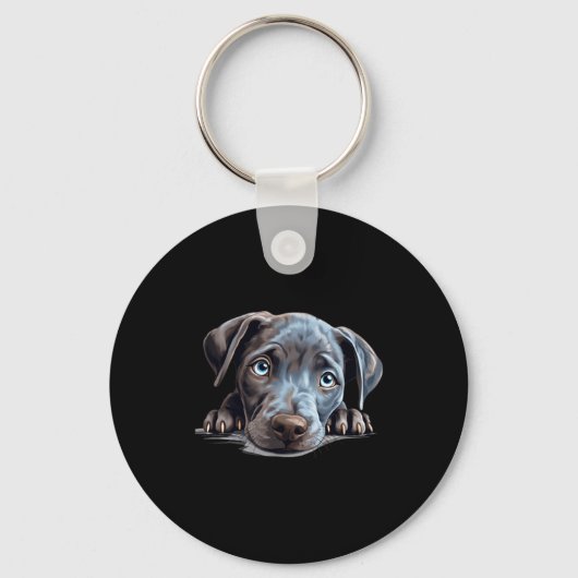 Blue Lacy hond moeder vader glurend puppy Sleutelhanger (Voorkant)