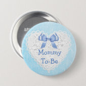 Blue Lacy Mom-to-Be Baby shower Button (Voorkant /achterkant)