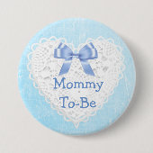 Blue Lacy Mom-to-Be Baby shower Button (Voorkant)