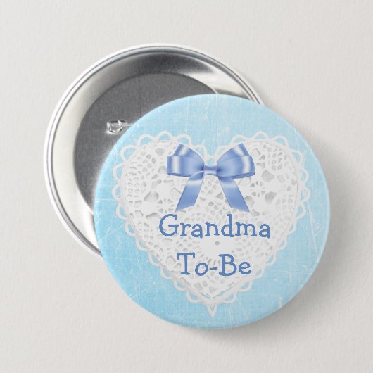 Blue Lacy oma-to-be Baby shower Button (Voorkant /achterkant)