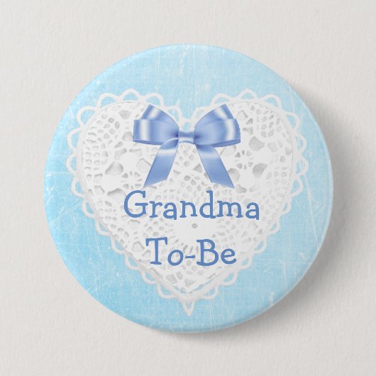 Blue Lacy oma-to-be Baby shower Button (Voorkant)