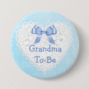 Blue Lacy oma-to-be Baby shower Button