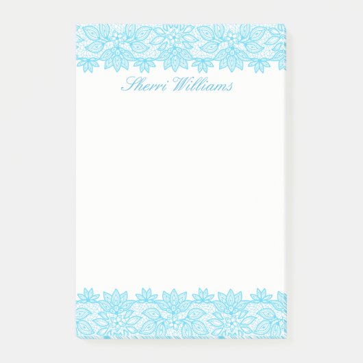 Blue Lacy Personated Post It Note Pad (Voorkant)