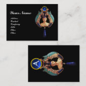 Blue Lady Bug, Lapis en Sapphire Gem Monogram Visitekaartje (Voorkant / Achterkant)