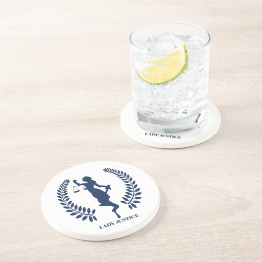 Blue Lady Justice logo Zandsteen Onderzetter (Zijkant)