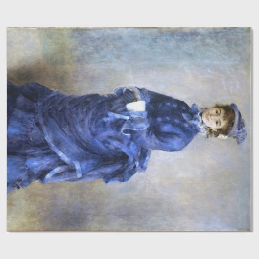 Blue Lady Parisienne Renoir Impressionist Paint Cadeaupapier (Vlak)