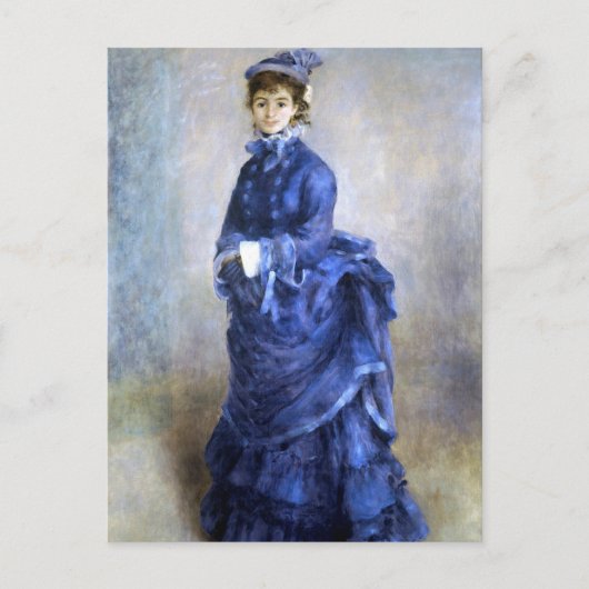 Blue Lady Parisienne Renoir Impressionist Paint Feestdagenkaart (Voorkant)