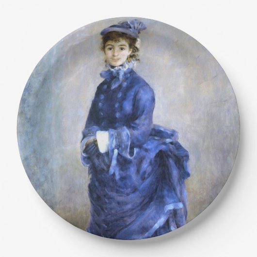 Blue Lady Parisienne Renoir Impressionist Paint Papieren Bordje (Voorkant)