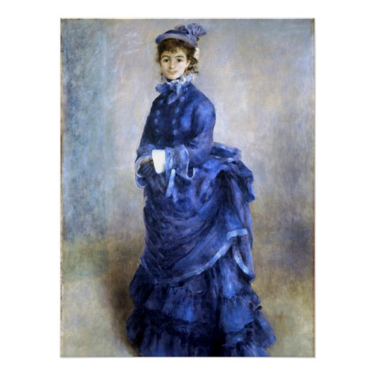 Blue Lady Parisienne Renoir Impressionist Paint Perfect Poster (Voorkant)