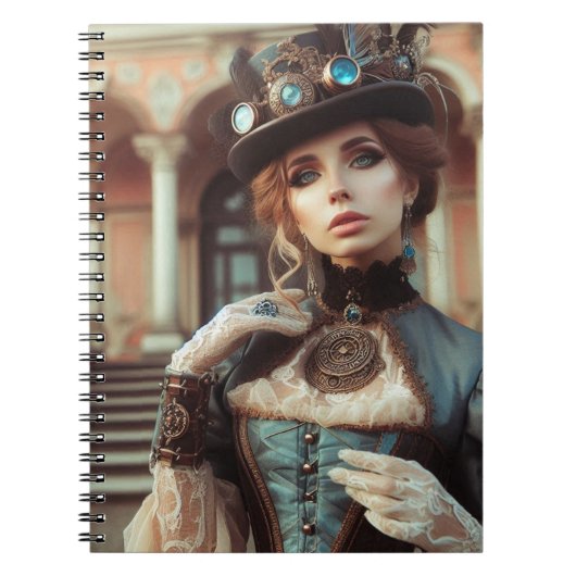 Blue Lady Steampunk  Victoriaans Notitieboek (Voorkant)