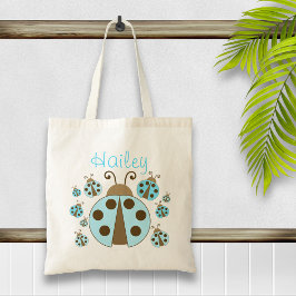 Blue Ladybug Canvas tas