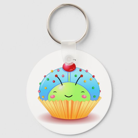 Blue Ladybug Cupcake Sleutelhanger (Voorkant)