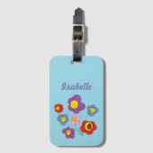 Blue Ladybug en Flowers Patroonnaam Bagagelabel (Voorkant (verticaal))