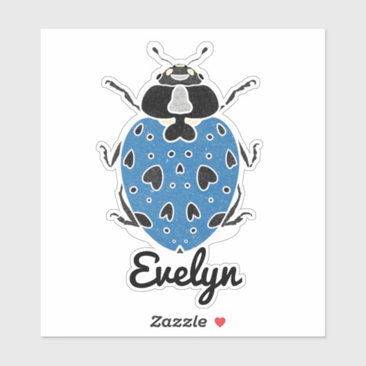 Blue Ladybug met Name Sticker (Vel)